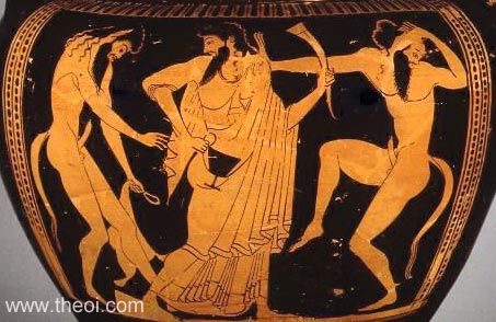 Dionysus & Satyrs | Attic red figure vase painting