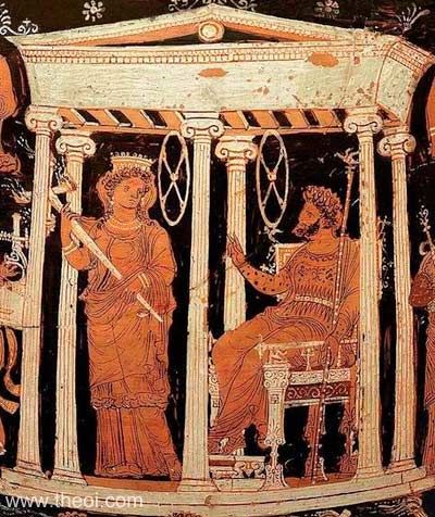 Persephone & Hades | Apulian red figure vase painting