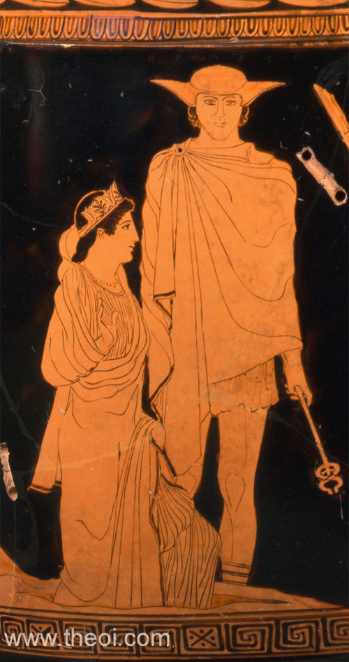 Persephone & Hermes | Attic red figure vase painting