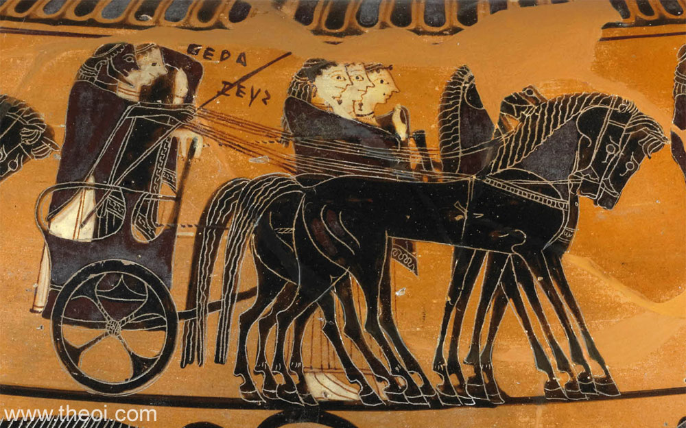 Zeus, Hera & the Horae | Attic black figure vase painting