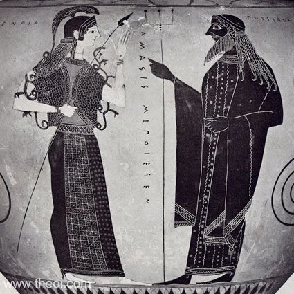 Athena and Poseidon | Athenian black-figure neck amphora C6th B.C. | Cabinet des Médailles, Paris