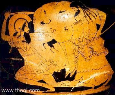 Poseidon & Polybotes | Attic red figure vase painting