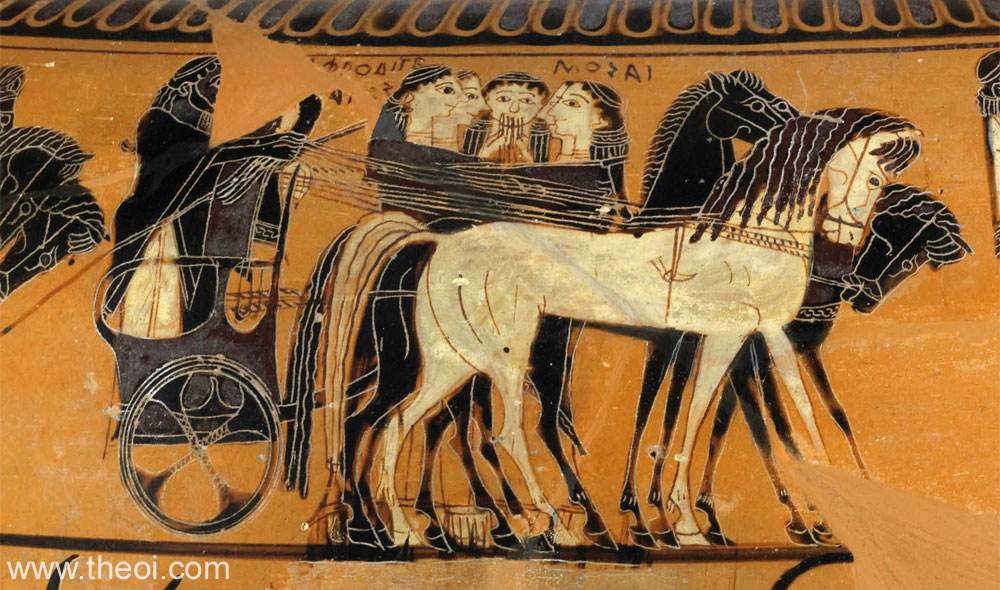 Ares, Aphrodite & the Muses | Attic black figure vase painting