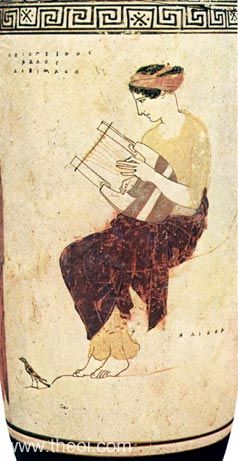 Muse Calliope on Helicon | Athenian red-figure lekythos C5th B.C. | Staatliche Antikensammlungen, Munich