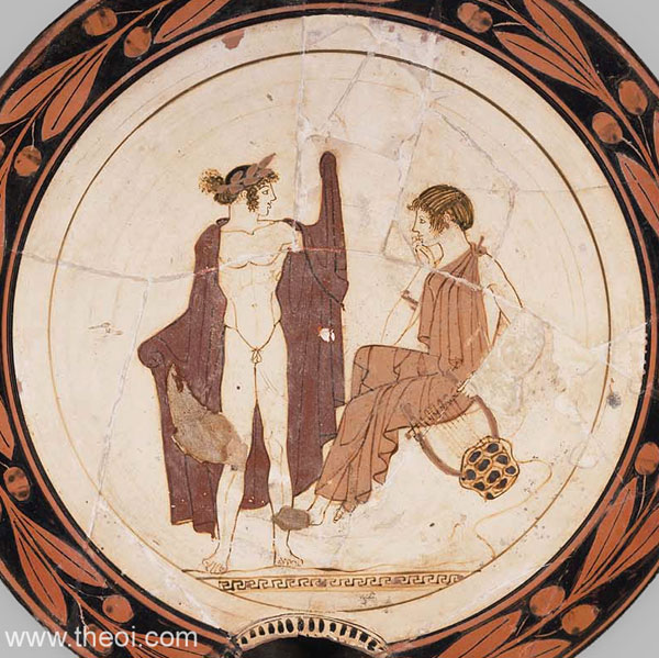 Apollo and Muse Calliope | Athenian red-figure kylix C5th B.C. | Museum of Fine Arts, Boston