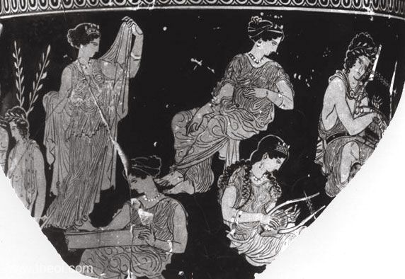 Apollo & the Muses | Attic red figure vase painting