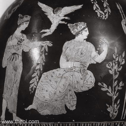 Pandaisia & Eudaimonia | Attic red figure vase painting