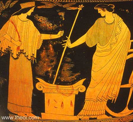 Demeter & Triptolemus | Attic red figure vase painting