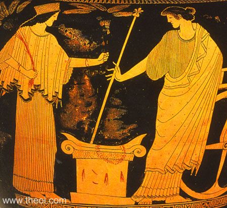 Demeter and Triptolemus | Athenian red-figure volute krater C5th B.C. | Badisches Landesmuseum, Karlsruhe