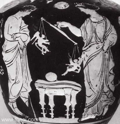 Eros and Anteros on the scales of love | Apulian red-figure vase C4th B.C. | British Museum