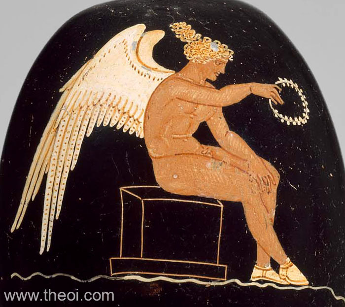 Eros holding wreath Apulian red-figure lekythos C4th B.C. Museum of Fine Ar...