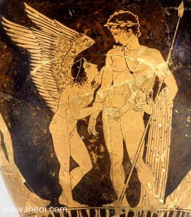 Himeros and Paris | Athenian red-figure amphora C5th B.C. | Antikensammlung, Berlin