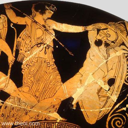 Hera and the Giant Phoetus | Athenian red-figure kylix C5th B.C. | Antikensammlung Berlin