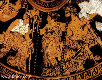 Athena, Hera and Zeus | Athenian red-figure pyxis C5th B.C. | University of Pennsylvania Museum, Philadelphia