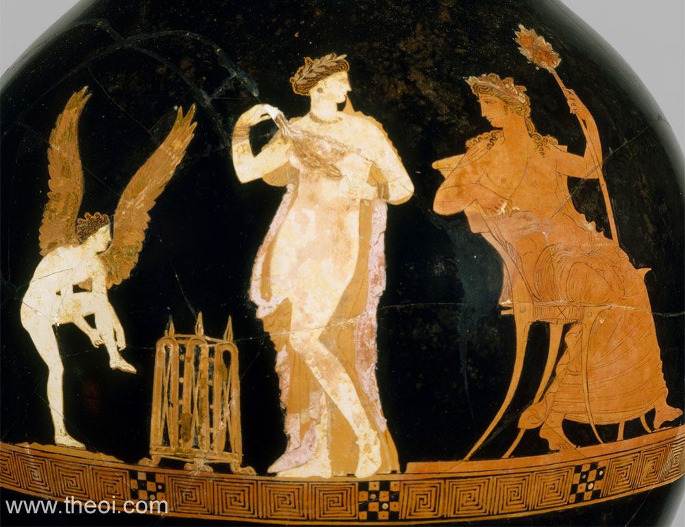 Eros, Pompe & Dionysus | Attic red figure vase painting