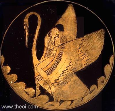 Hyacinthus riding swan | Athenian red-figure kylix C5th B.C. | The University of Mississippi Museum