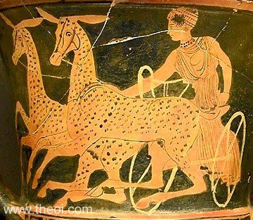 Deer-drawn chariot of Artemis | Italian red-figure krater C5th B.C. | Musée du Louvre, Paris