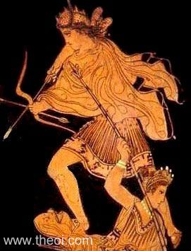 Artemis shooting giant Aegaeon | Athenian red-figure amphora C5th B.C. | Musée du Louvre, Paris