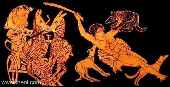 Death of Actaeon | Attic red figure vase painting