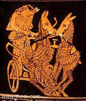 Chariot of Artemis | Attic red figure vase painting