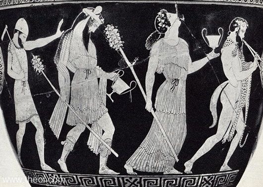 Return of Hephaestus | Attic red figure vase painting