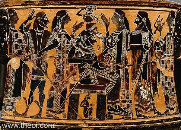 Eileithyiae and the birth of Athena | Athenian black-figure tripod kothon C6th B.C. | Musée du Louvre, Paris