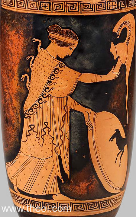 Athena goddess of wisdom | Athenian red-figure lekythos C5th B.C. | Museum of Fine Arts, Boston