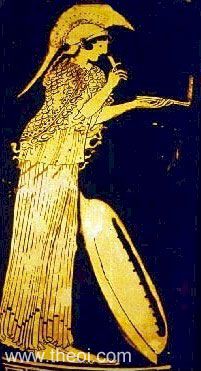 Athena writing | Athenian red-figure amphora C5th B.C. | Staatliche Antikensammlungen, Munich