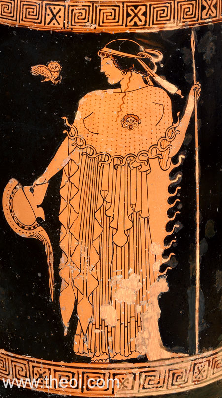 Athena and the owl | Athenian red-figure lekythos C5th B.C. | Metropolitan Museum of Art, New York
