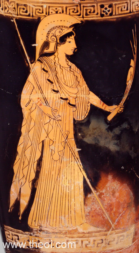 Athena holding ship's stern | Athenian red-figure lekythos C5th B.C. | Metropolitan Museum of Art, New York