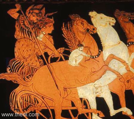 Horses and chariot of Ares | Athenian red figure amphora C4th B.C. | Musée du Louvre, Paris
