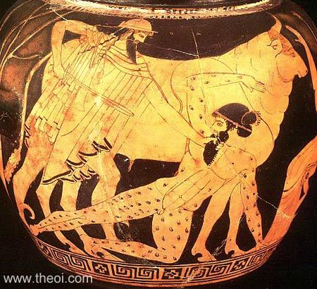 Hermes, Argus Panoptes and the heifer Io | Athenian red-figure stamnos C5th B.C. | Kunsthistorisches Museum, Vienna