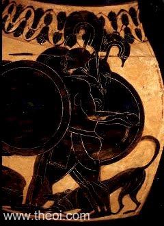 Geryon & Orthrus | Attic black figure vase painting