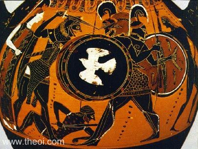 Heracles & Geryon | Attic black figure vase painting