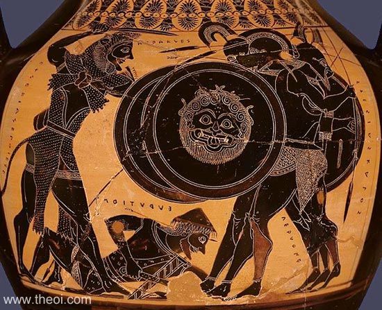 Heracles and three-bodied Geryon | Athenian black-figure amphora C6th B.C. | Musée du Louvre, Paris