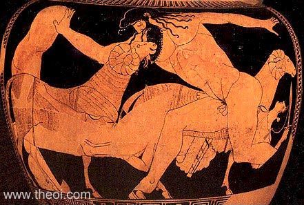 Polyphemus & Odysseus | Attic red figure vase painting