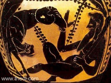 Odysseus & Polyphemus | Attic black figure vase painting