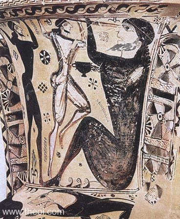 Odysseus & Polyphemus | Proto-Attic black figure vase painting