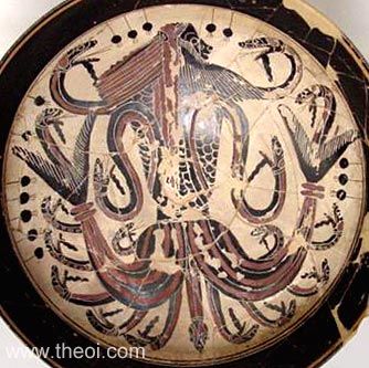 Typhoeus | Laconian black-figure kylix C6th B.C. | Metropolitan Museum of Art, New York