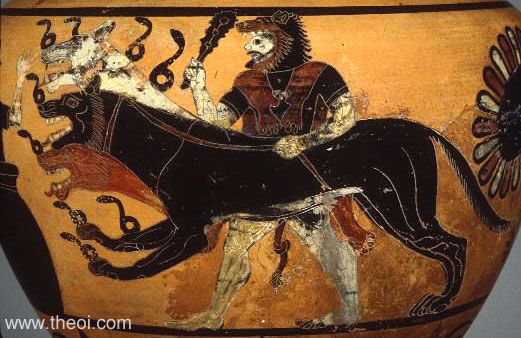 Cerberus & Heracles | Caeretan black figure vase painting