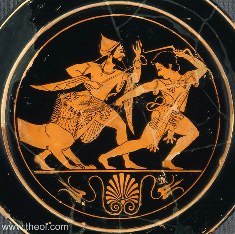 Cerberus, Hermes & Heracles | Attic red figure vase painting