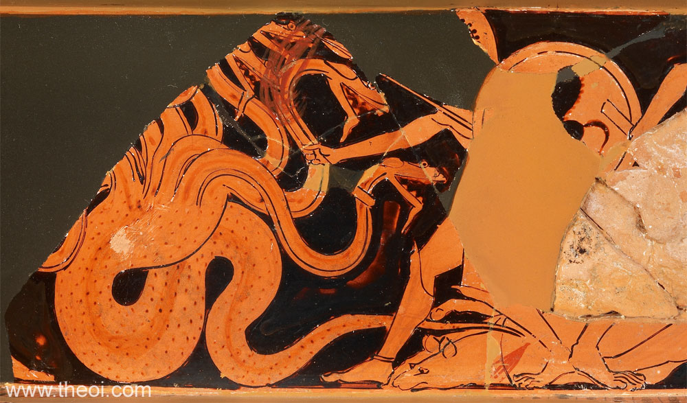 Hydra & Heracles | Attic red figure vase painting