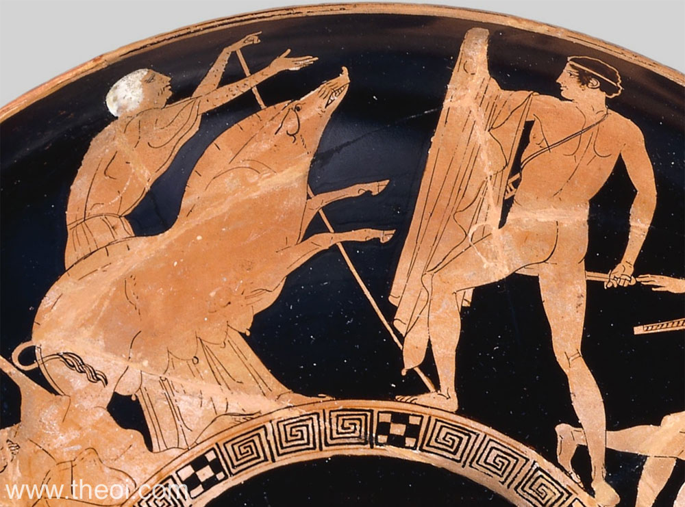 Phaea, Crommyonian Sow & Theseus | Attic red figure vase painting