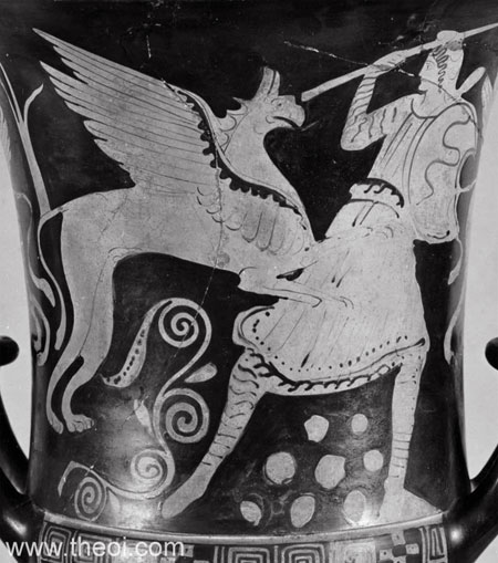 Arimaspian fighting Griffin | Athenian red-figure calyx krater C5th B.C. |  British Museum, London