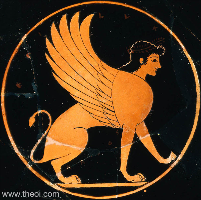 Sphinx | Attic red figure vase painting