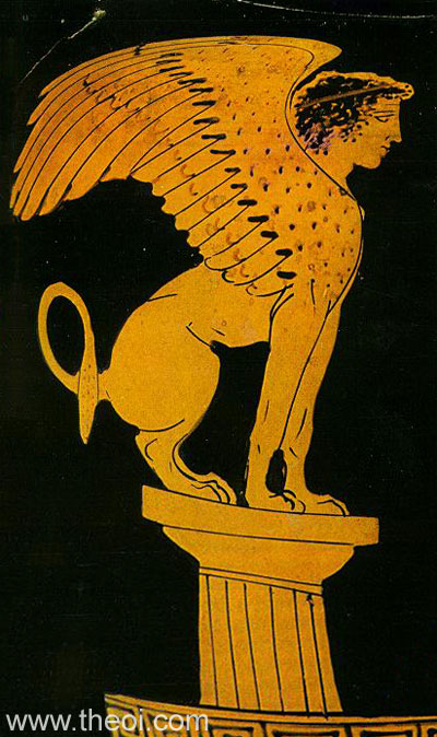 Sphinx | Attic red figure vase painting