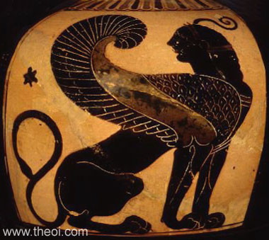 Sphinx | Chalcidian black figure vase painting
