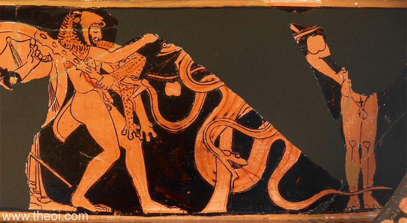 Heracles, Hesperian Dragon and Atlas | Athenian red-figure krater C5th B.C. | The J. Paul Getty Museum, Malibu