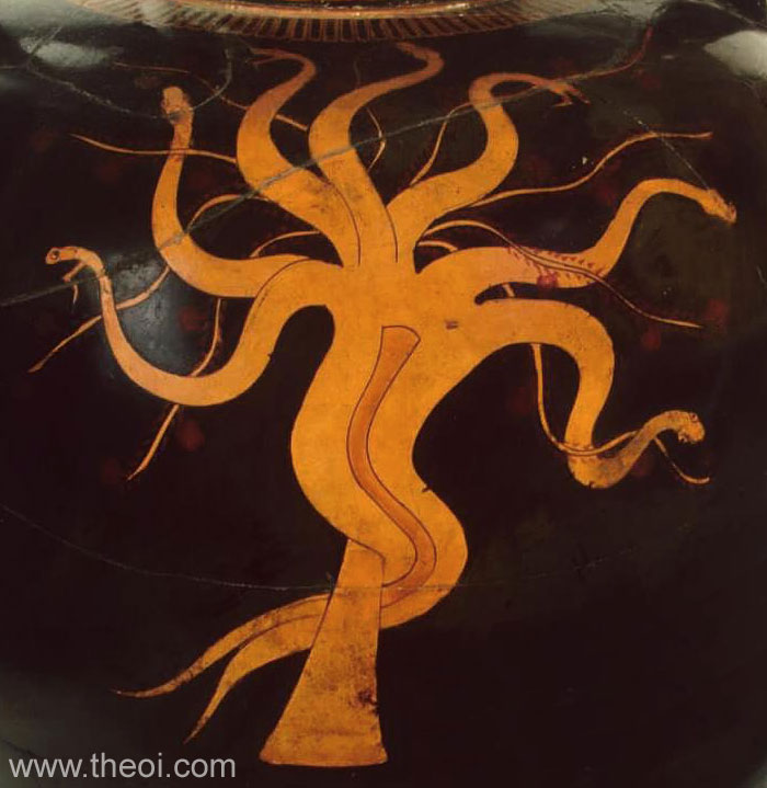 Ladon the Hesperian Dragon | Attic red figure vase painting