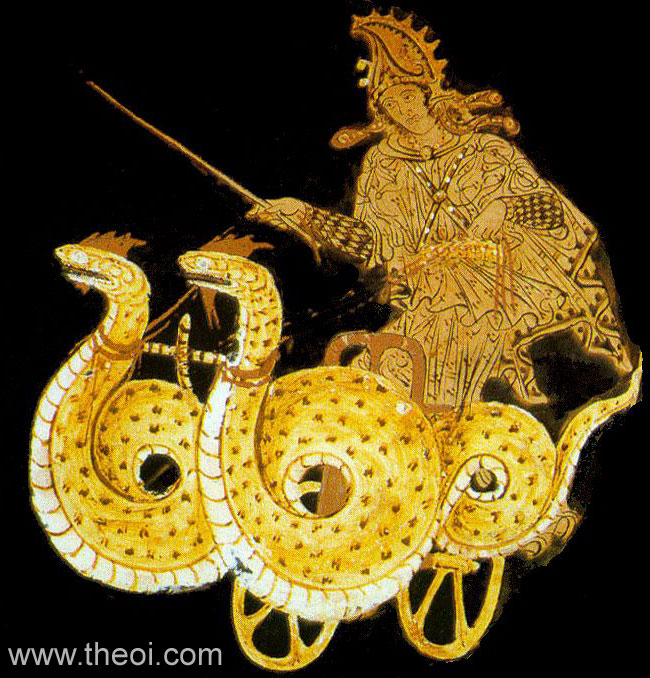 Dragon-Chariot of Medea | Lucanian red figure vase painting